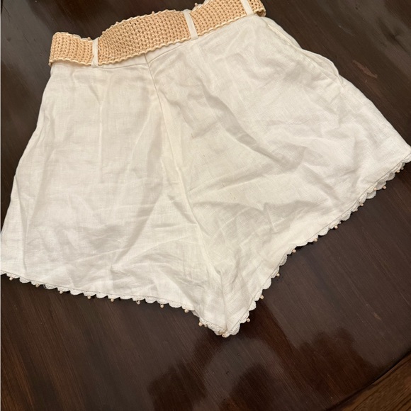 Rhiannon Tuck Short in Ivory With Beige Woven Belt by Zimmermann Size 0 - Picture 12 of 12